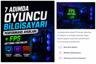 Oyuncu bilgisayarı performans ayarları ve FPS arttırma yöntemlerini gösteren görsel