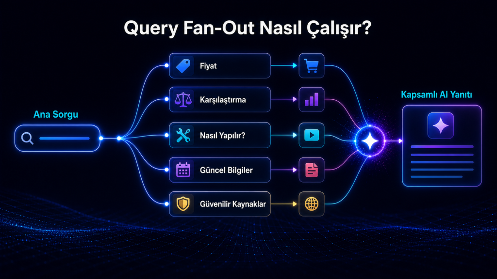 Google AI Modu query fan-out çalışma şeması