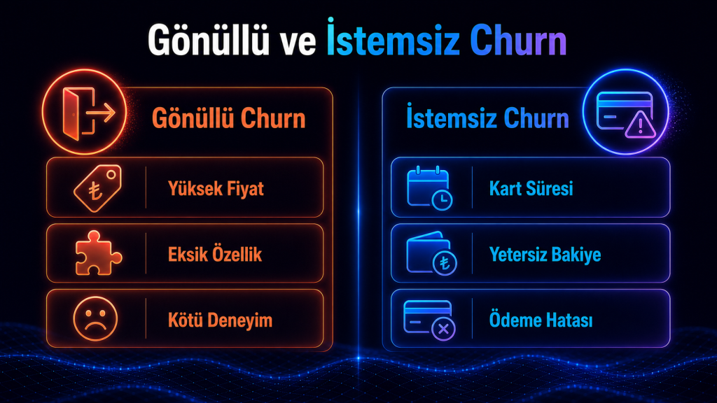 Gönüllü ve istemsiz Churn Rate karşılaştırması